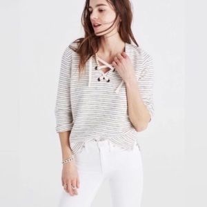 Madewell Boxy Fit Lace Front Sweatshirt Large
